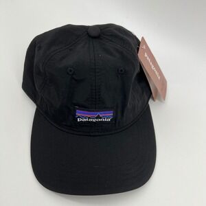 Patagonia NWT Black Duckbill Cap P-6 Logo Recycled Nylon Adjustable Running Hat